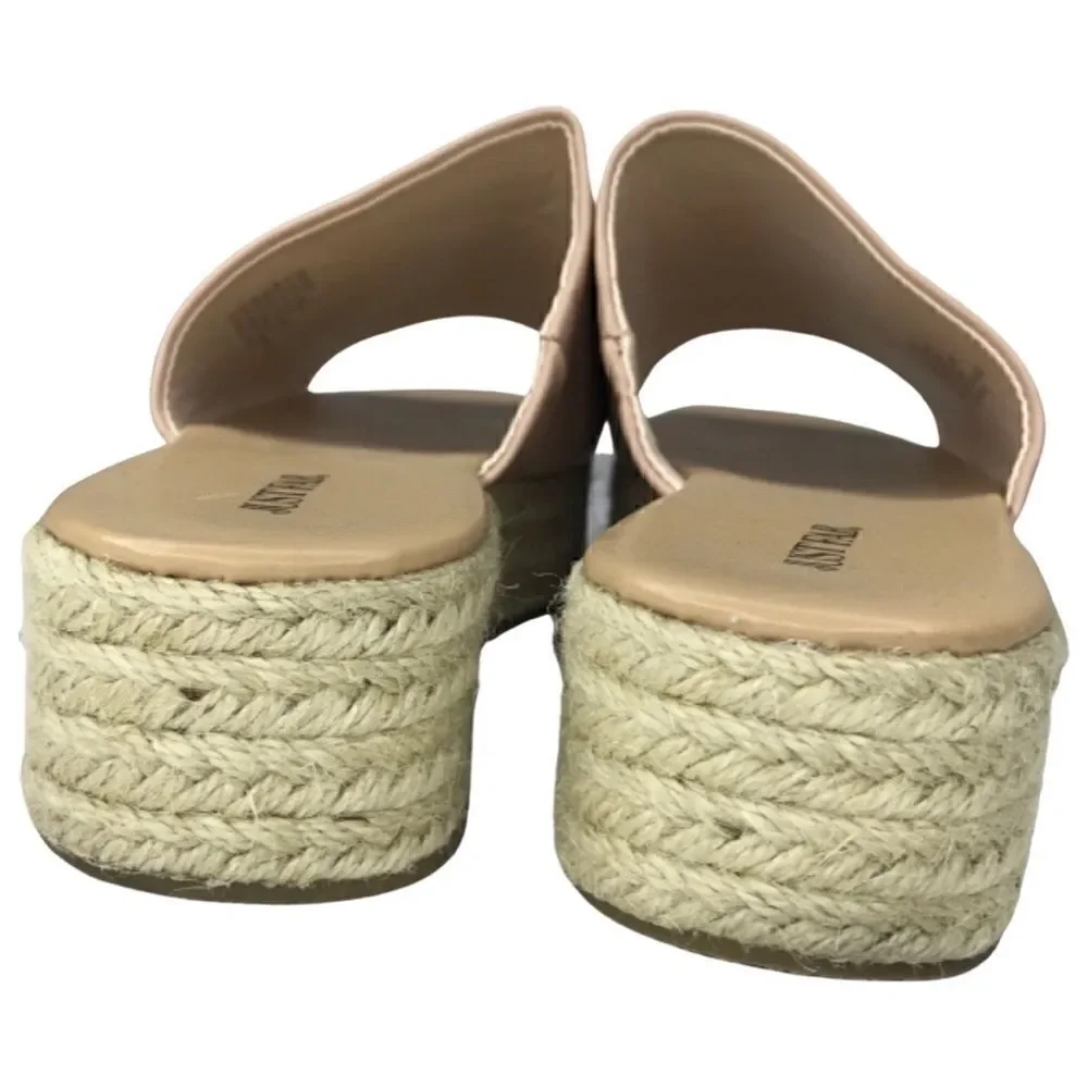 JustFab Sun Daze Pale Pink Slides Platform Espadrilles Size 10